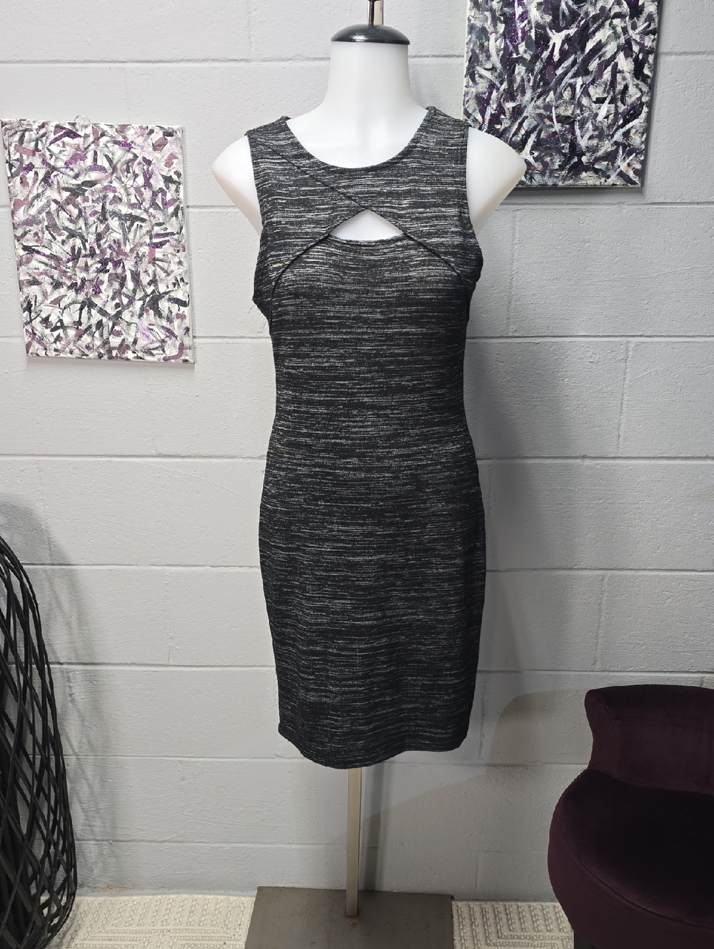 Charcoal Sleeveless Cutout Sheath Dress